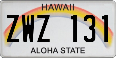 HI license plate ZWZ131