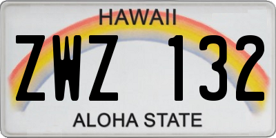 HI license plate ZWZ132