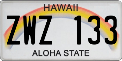 HI license plate ZWZ133