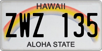 HI license plate ZWZ135