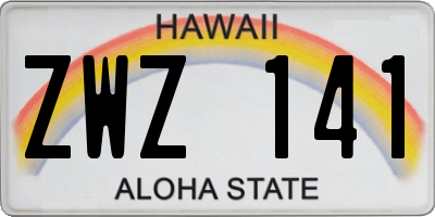 HI license plate ZWZ141