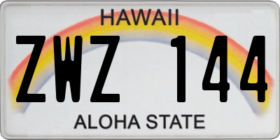 HI license plate ZWZ144