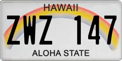 HI license plate ZWZ147