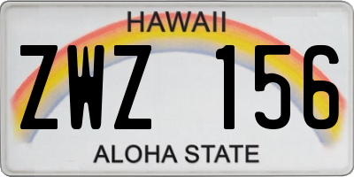 HI license plate ZWZ156