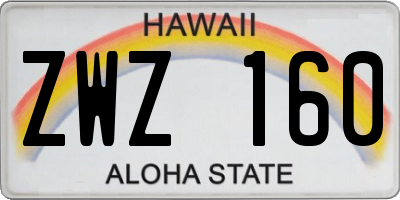 HI license plate ZWZ160