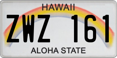 HI license plate ZWZ161