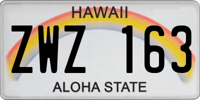 HI license plate ZWZ163