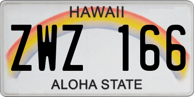 HI license plate ZWZ166