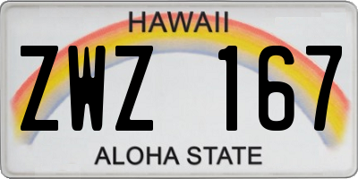 HI license plate ZWZ167