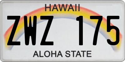 HI license plate ZWZ175