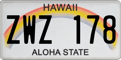 HI license plate ZWZ178