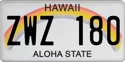 HI license plate ZWZ180