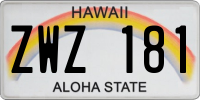 HI license plate ZWZ181