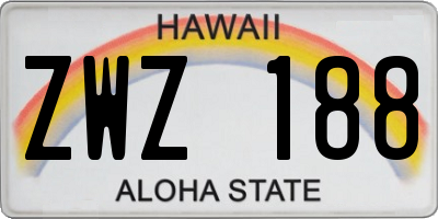 HI license plate ZWZ188