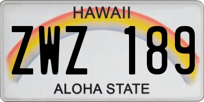 HI license plate ZWZ189