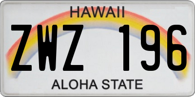 HI license plate ZWZ196