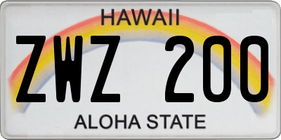HI license plate ZWZ200