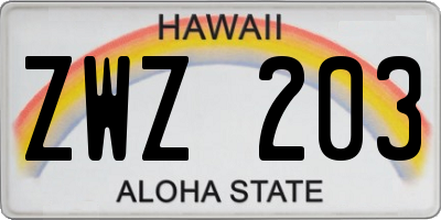 HI license plate ZWZ203