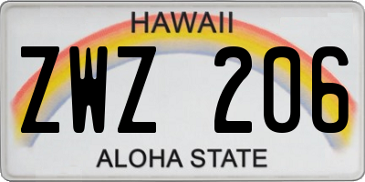 HI license plate ZWZ206