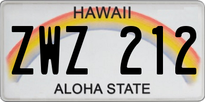 HI license plate ZWZ212