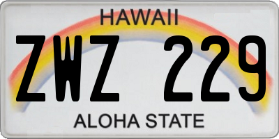 HI license plate ZWZ229