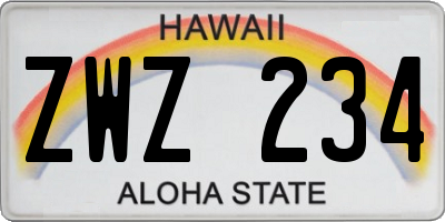 HI license plate ZWZ234