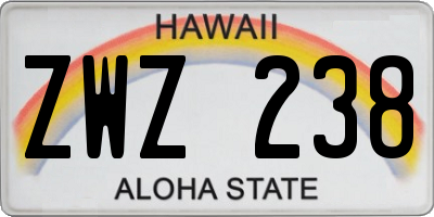 HI license plate ZWZ238