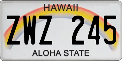 HI license plate ZWZ245