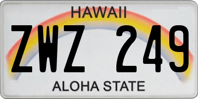 HI license plate ZWZ249