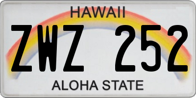 HI license plate ZWZ252