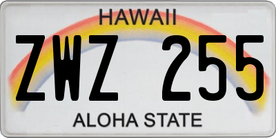 HI license plate ZWZ255