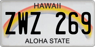 HI license plate ZWZ269