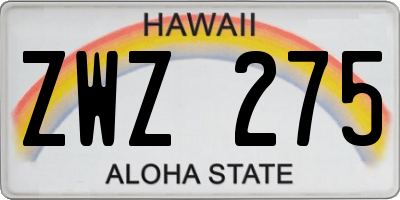 HI license plate ZWZ275