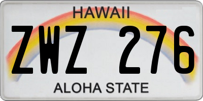 HI license plate ZWZ276