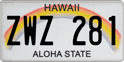 HI license plate ZWZ281