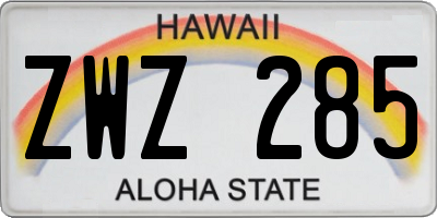 HI license plate ZWZ285