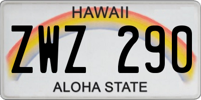 HI license plate ZWZ290