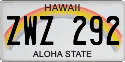 HI license plate ZWZ292