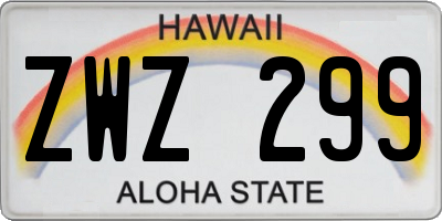 HI license plate ZWZ299