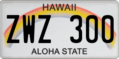 HI license plate ZWZ300