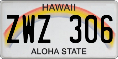 HI license plate ZWZ306