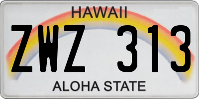 HI license plate ZWZ313