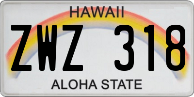 HI license plate ZWZ318