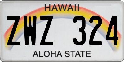 HI license plate ZWZ324