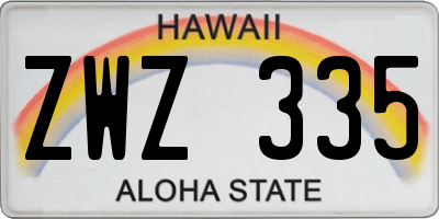 HI license plate ZWZ335