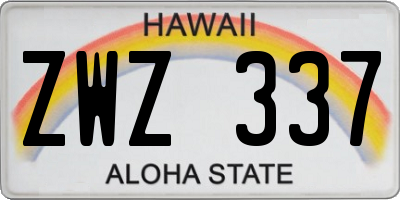 HI license plate ZWZ337
