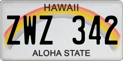 HI license plate ZWZ342