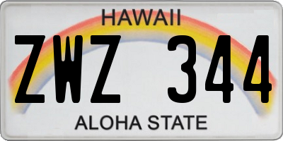 HI license plate ZWZ344