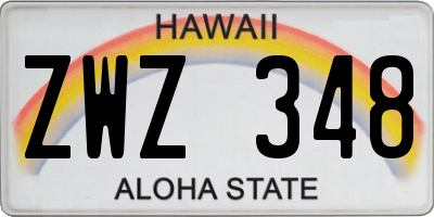 HI license plate ZWZ348