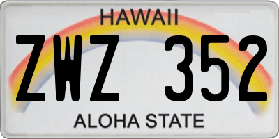 HI license plate ZWZ352